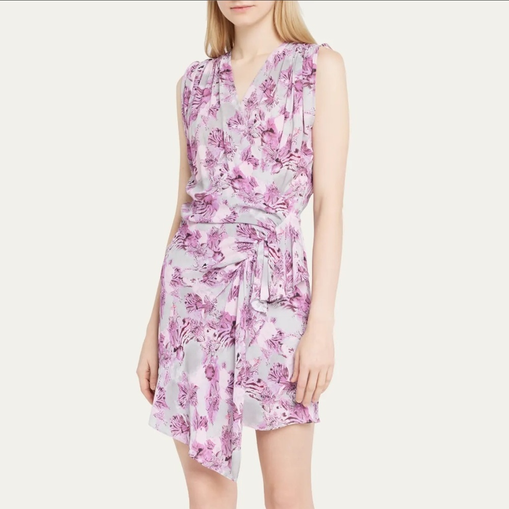 IRO Paris Otilda Floral Draped Mini Dress In Purplegrey